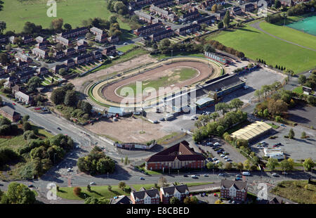 Vue aérienne de Belle Vue Piste Greyhound Stadium à Manchester, UK Banque D'Images