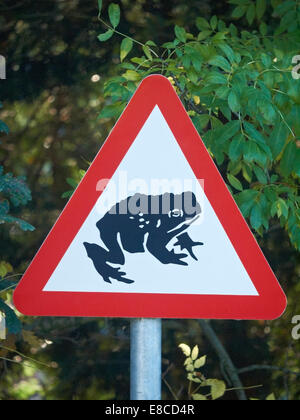 Crapaud ou grenouille attention road sign UK Banque D'Images