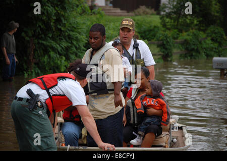 002 a secouru les victimes des inondations, Coralville, IA Banque D'Images