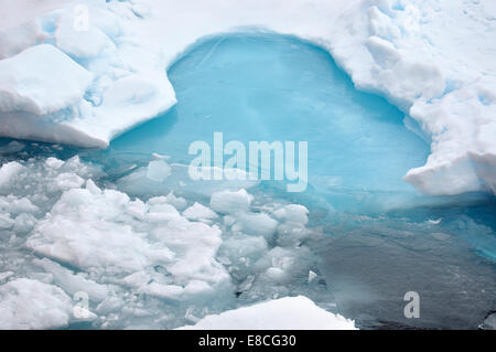 Blue Ice Ice est poussée à l'opposé de la coque du garde-côte de Healy le 26 août 2009. Banque D'Images