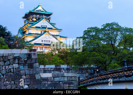 La nuit du château d'Osaka au Japon Banque D'Images