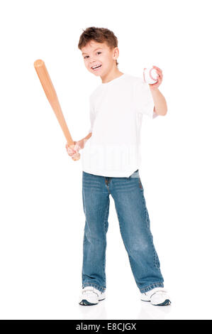 Boy with baseball bat Banque D'Images