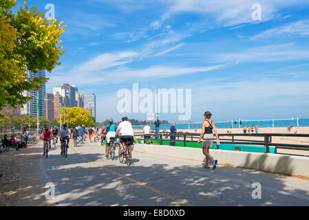 Chicago Oak Street Beach, vélos location Path Banque D'Images