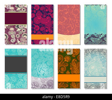 Collection d'ornement floral coloré élément business card Banque D'Images