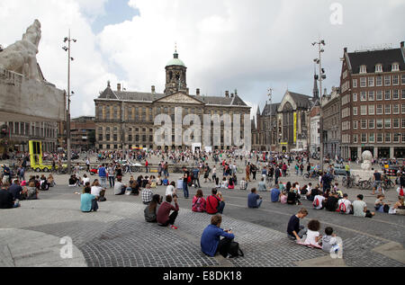 La place du Dam et le Palais Royal à Amsterdam.Koninklijk Paleis intérieurs..Dam. Banque D'Images