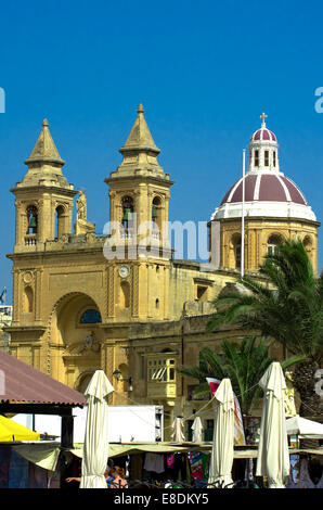 Eglise dédiée à notre Dame de Pompéi, Marsaxlokk, Malte. Banque D'Images