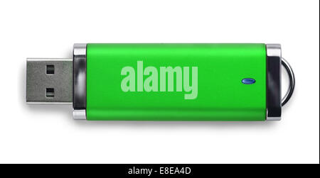 Memory stick USB vert isolated on white Banque D'Images