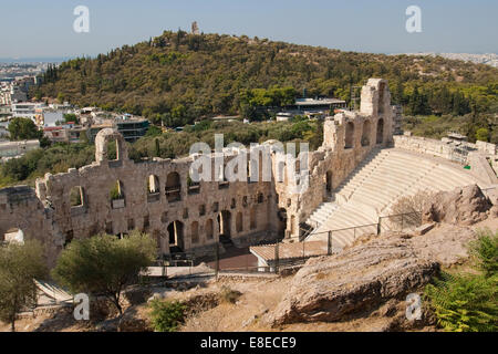 Odéon d'Hérode Atticus, sur la pente sud-ouest de l'acropole d'Athènes, Grèce. Banque D'Images