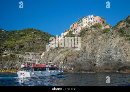 Manarola, Cinque Terre, Ligurie, Italie. Banque D'Images