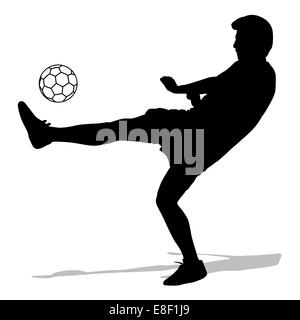 Silhouettes de joueurs de football avec le ballon. Vector illustration Banque D'Images