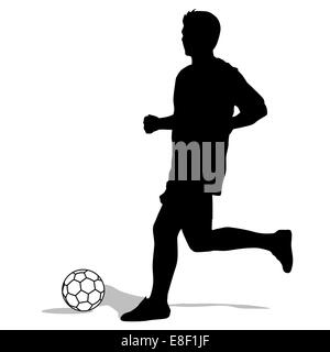 Silhouettes de joueurs de football avec le ballon. Vector illustration Banque D'Images