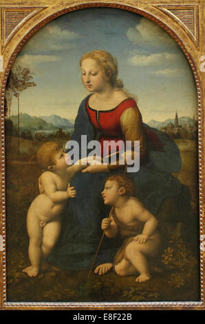 Vierge à l'enfant avec Saint Jean Baptiste (La belle jardinière). Artiste : Raphael (1483-1520) Banque D'Images