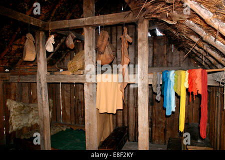 L'intérieur de la Chambre, West Stow Country Park et anglo-saxons, Village Bury St Edmund's, dans le Suffolk. Banque D'Images