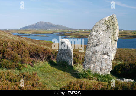 Pobull Fhinn (Finn's People) Stone Circle, North Uist, Hébrides extérieures, en Écosse, en 2009. Banque D'Images