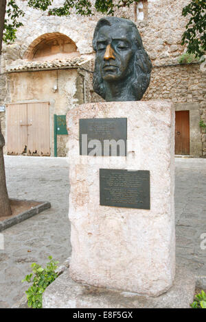 Buste de Frédéric Chopin, Valldemossa, Mallorca, Espagne, 2008. Banque D'Images