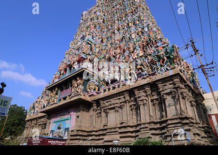 Madurai, Meenakshi, temple, temple de Minakshi, Tiru-aalavaai, Meenakshi Amman Kovil, Madurai, Tamil Nadu, Inde. Banque D'Images