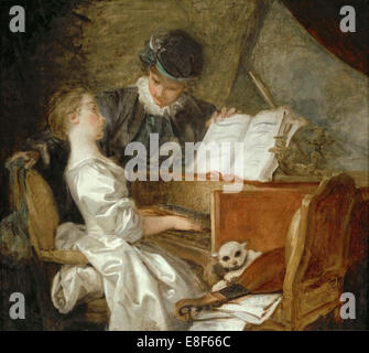 La Leçon de Musique. Artiste : Jean Honoré Fragonard, (1732-1806) Banque D'Images