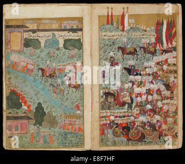 Mehmed III arrive à la tête de l'armée victorieuse à Istanbul (du manuscrit Mehmed III's Camp Artiste : master turc Banque D'Images