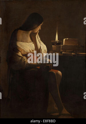 Le repenti de Marie Madeleine. Artiste : La Tour, Georges de (1583-1652) Banque D'Images