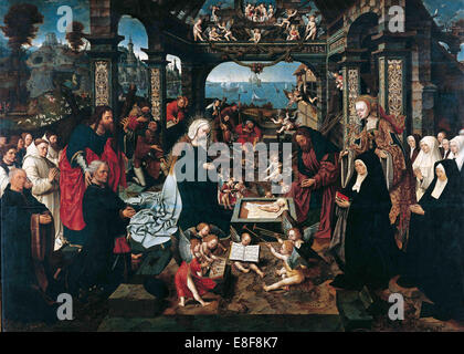 L'Adoration de l'Enfant Jésus avec la famille Boelen. Artiste : Cornelisz van Oostsanen, Jacob (ca. 1470-1533) Banque D'Images