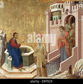 Le Christ et la Samaritaine. Artiste : Duccio di Buoninsegna (1260-1318) Banque D'Images