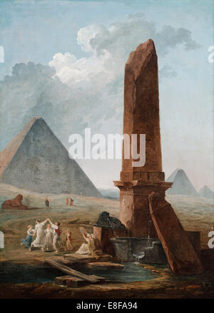 La Farandole au milieu de monuments égyptiens. Artiste : Robert, Hubert (1733-1808) Banque D'Images
