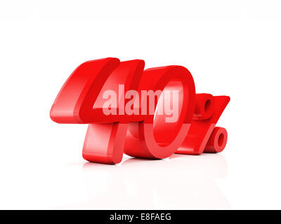 3d rouge texte de vente discount on white Banque D'Images