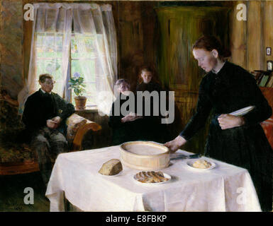 Portant la table. Artiste : Eiebakke, Août (1867-1938) Banque D'Images