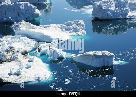 Gros plan des icebergs dans la baie de Disko, Ilulissat, Groenland Banque D'Images