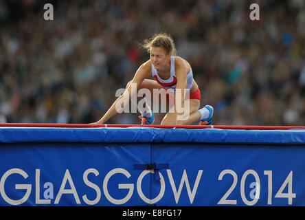 Isobel Pooley (FRA). Saut en hauteur femmes. Athlétisme - Hampden Park - Glasgow - Royaume-Uni - 01/08/2014 - Jeux du Commonwealth - Glasgow 2014 Banque D'Images