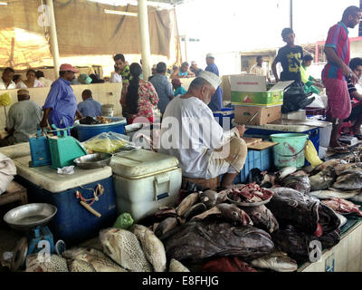 Oman, Muscat, donnant sur le marché aux poissons Banque D'Images