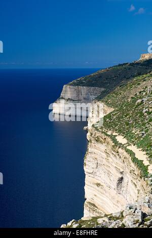 Malte, falaises de Dingli, littoral Maltais Banque D'Images