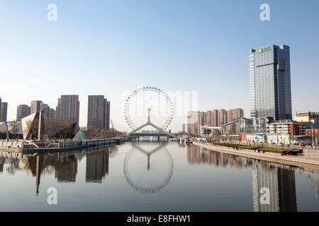 La Chine, Tianjin, en vue de l'oeil de Tianjin Banque D'Images