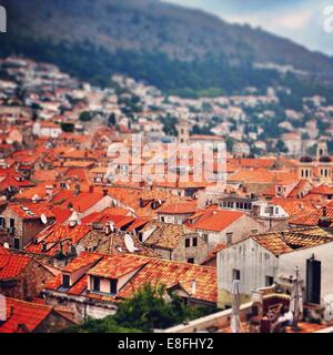 La Croatie, Dubrovnik, vue sur les toits de la ville Banque D'Images