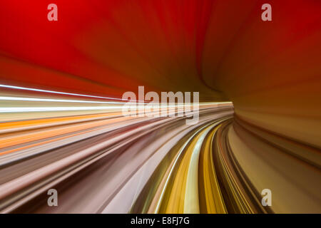 Train à travers le tunnel ferroviaire Banque D'Images