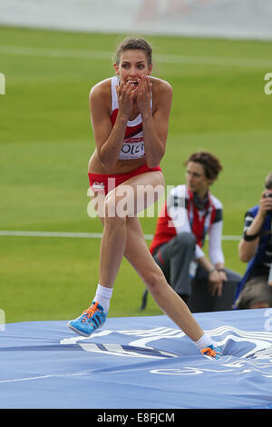 Isobel Pooley (Fra) remporte la médaille d'argent - Femmes finale du saut en hauteur. Athlétisme - Hampden Park - Glasgow - Royaume-Uni - 01/08/2014 - Banque D'Images