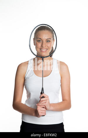 Portrait de joueur de badminton féminin Banque D'Images