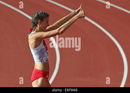 Isobel Pooley (Fra) remporte la médaille d'argent - Femmes finale du saut en hauteur. Athlétisme - Hampden Park - Glasgow - Royaume-Uni - 01/08/2014 - Commo Banque D'Images