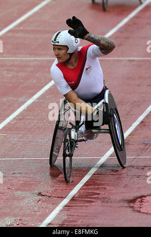 David Weir (Fra) remporte la médaille d'or - Mens Para Sport 1500 T54. Athlétisme - Hampden Park - Glasgow - Royaume-Uni - 31/07/2014 Banque D'Images