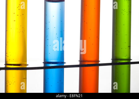 Close up of test tubes in rack Banque D'Images