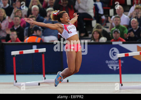 Jazmin Saywer (Fra) remporte la médaille d'argent avec sa dernière hausse de 6.54m - Femmes Saut en finale. Athlétisme - Hampden Park - Glas Banque D'Images