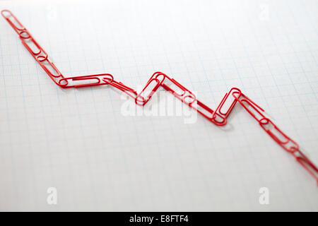 Lié les trombones sur papier graphique Banque D'Images