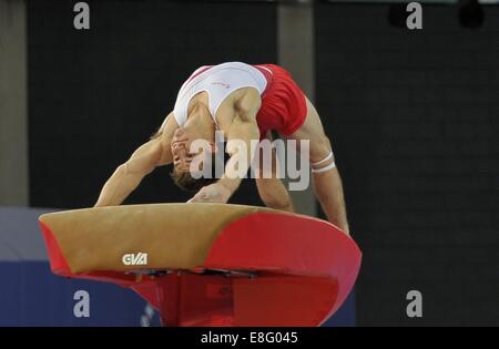 Max Whitlock (FRA). L'équipe de mens final. Vault. La gymnastique artistique - l'ESS Hydro - Glasgow - Royaume-Uni - 29/07/2014 - Jeux du Commonwealth Banque D'Images