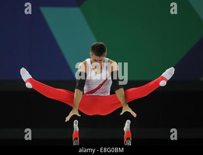 Max Whitlock (FRA). L'équipe de mens final. Les barres parallèles. La gymnastique artistique - l'ESS Hydro - Glasgow - Royaume-Uni - 29/07/2014 Banque D'Images