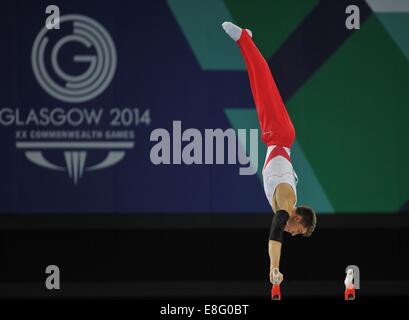 Max Whitlock (FRA). L'équipe de mens final. Les barres parallèles. La gymnastique artistique - l'ESS Hydro - Glasgow - Royaume-Uni - 29/07/2014 Banque D'Images