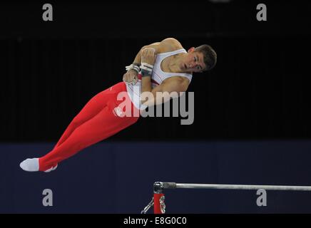 Max Whitlock (FRA). L'équipe de mens final. Barre horizontale. La gymnastique artistique - l'ESS Hydro - Glasgow - Royaume-Uni - 29/07/2014 - Commonwea Banque D'Images