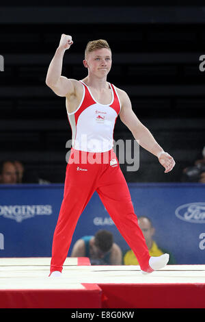 Nil Wilson (FRA) en action sur les barres parallèles. La gymnastique artistique- Men's All Round Final - l'ESS Hydro - Glasgow - Royaume-Uni - 30 Banque D'Images