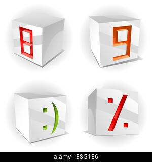 Cube 3d alphabet numbers, 8,9 pour cent et sourire