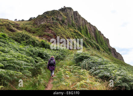 Drumadoon Drumadoon à bas point, une falaise formée par une montée de magma aussi connu sous le nom de "Doon', sur l'île d'Arran Banque D'Images