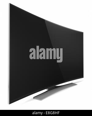 Smart TV UHD avec écran incurvé sur fond blanc Banque D'Images